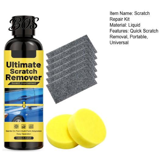 Auto Scratch Repair Kit 1 Set Car Kit, 100G Remover, Sponge & Agent Wipe Cloth, Quick Restore Shine Scratches Liquid for Vehicles Remover