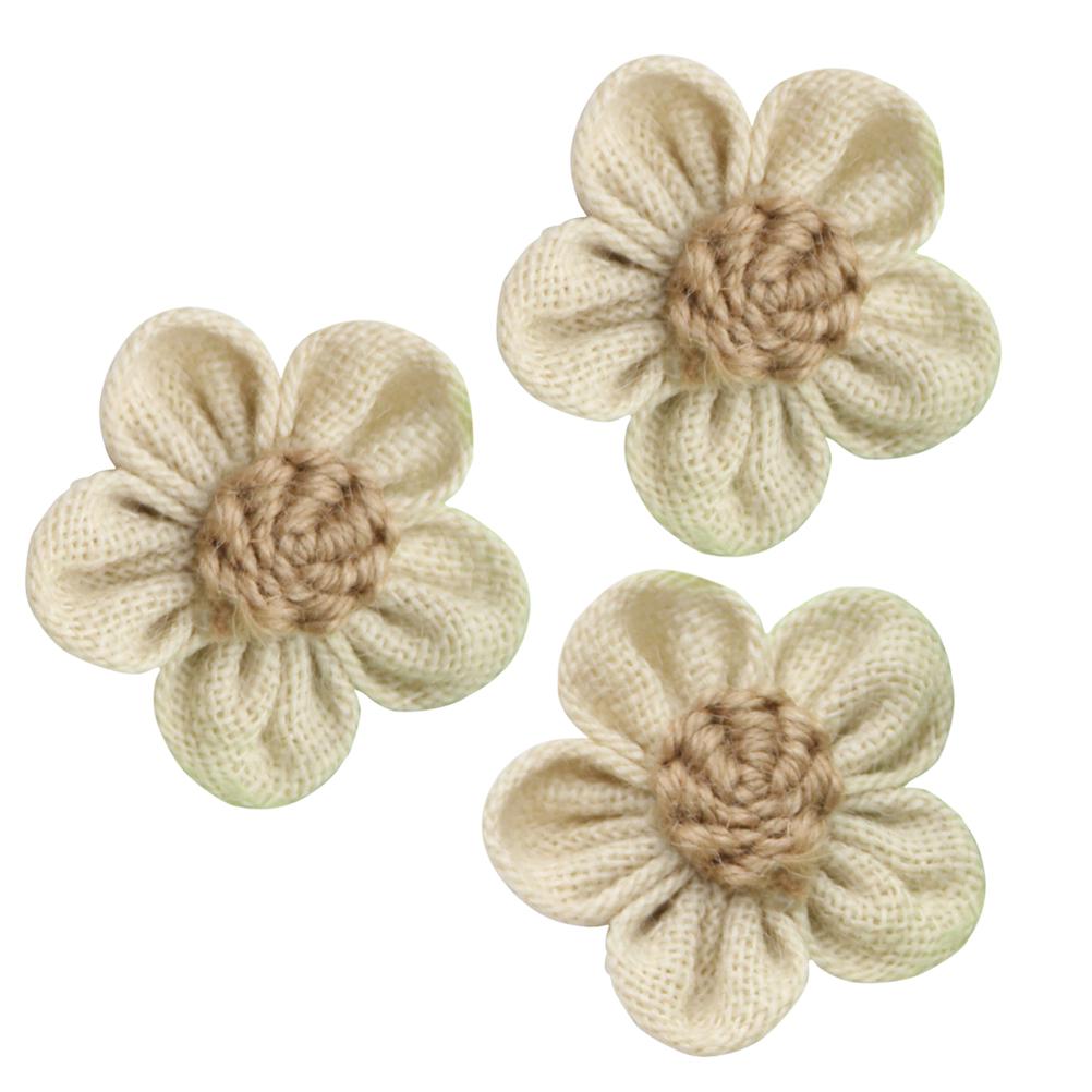 6Pcs Faux Lace Roses Burlap Fabric Flowers for Wedding Decor Vintage Rustic Party House Decoration DIY Craft Gift