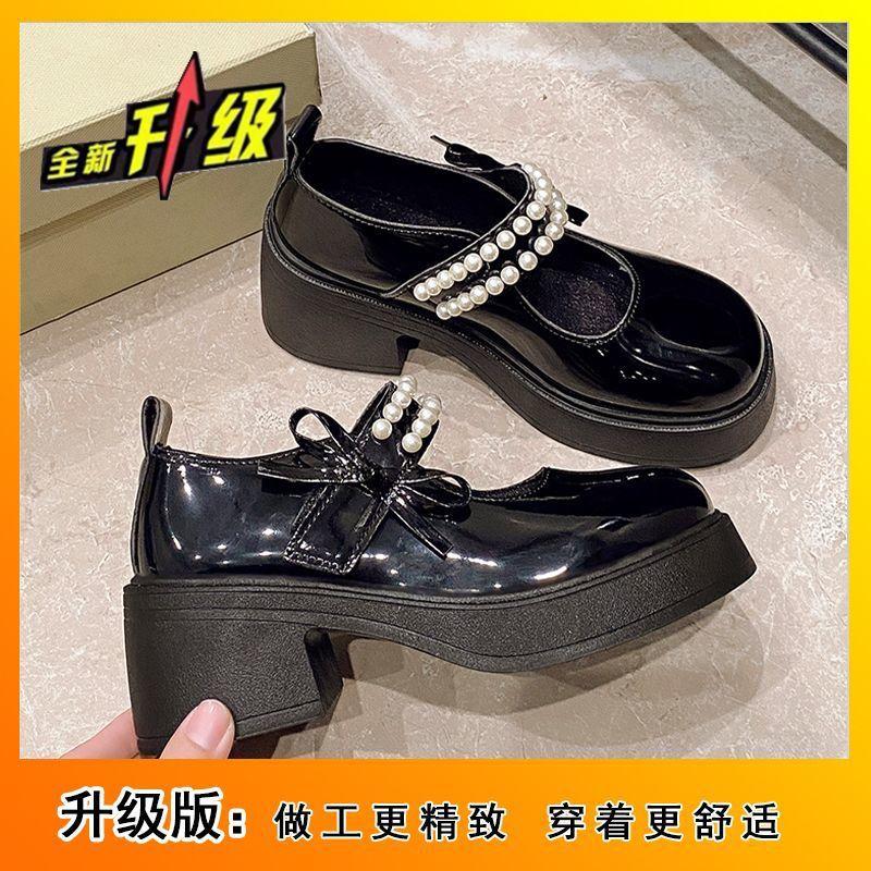 French Fairy Style Pearl Mary Jane Shoes 2025 Autumn New Internet Celebrity Korean Version Sweet Skirt Platform Single Shoes Leather Shoes