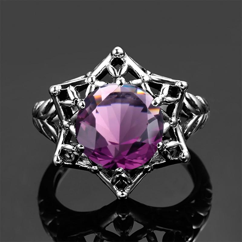 Кольца с фиолетовым аметистом и драгоценными камнями в форме звезды Давида для женщин из стерлингового серебра 925 пробы, модные ювелирные изделия, уникальный подарок ручной работы
