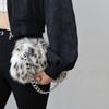 Yousheng Leopard Print Fluffy Tote Ladies Faux Fur Shoulder Bag Furry Purse Fuzzy Handbag with Metal Chain Strap for Date Winter Daily Commute Party
