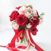 Винтажный свадебный букет «Капучино Роза» с красным цветочным шаром