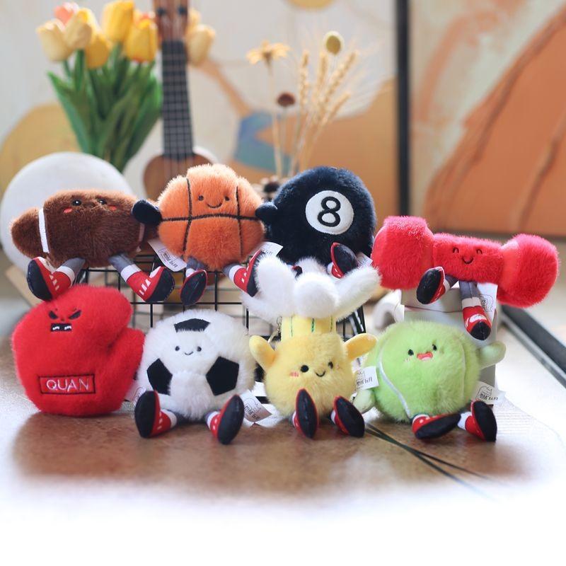 Basketball Football Sports Equipment Pp Cotton Plush Keychain Bag Decor Kids For