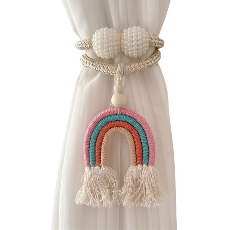 2 шт. Радужные зажимы для штор, подхваты с кисточками, веревочные держатели для украшения дома