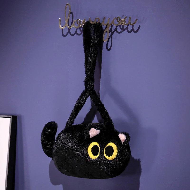 Cute Soft Plush Children's Shoulder Bag Cartoon Cat Baby Girls Round Bags Kids Handbags Coin Purse Diagonal Package