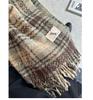 Клетчатый женский зимний шарф в корейском стиле - Теплый снуд из искусственного кашемира