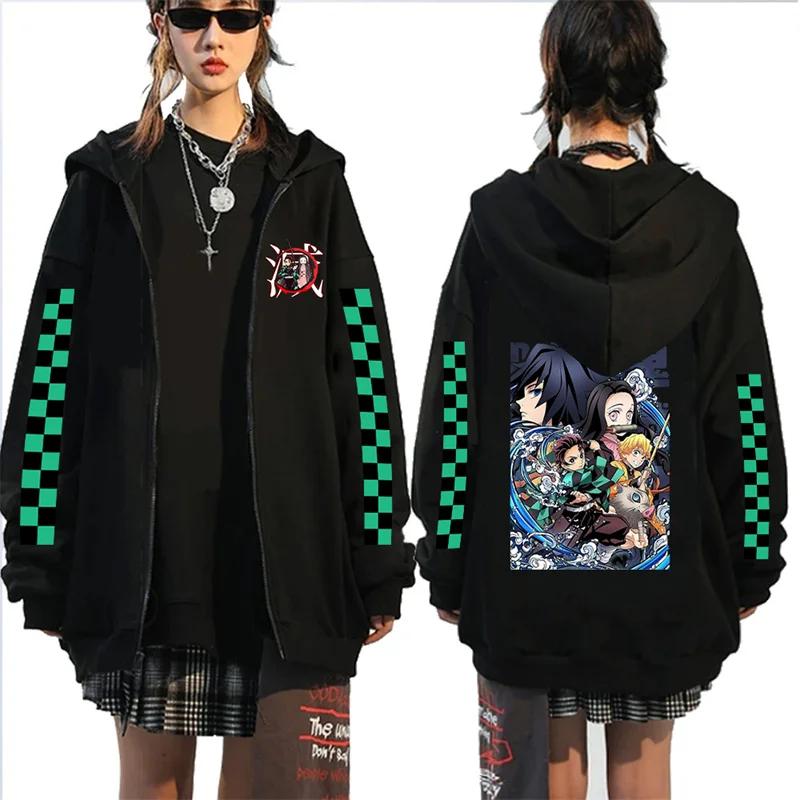 Anime Devil Killer Zipper Hoodie Coat Kanroji Mitsuri Cute Cartoon Hoodie Kimetsu No Yaiba Kamado Nezuko Fashion Trend Zipper Sp
