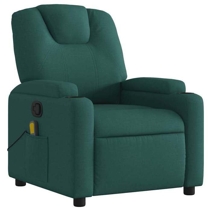 VidaXL Reclining Massage Armchair Dark Green Fabric 372383