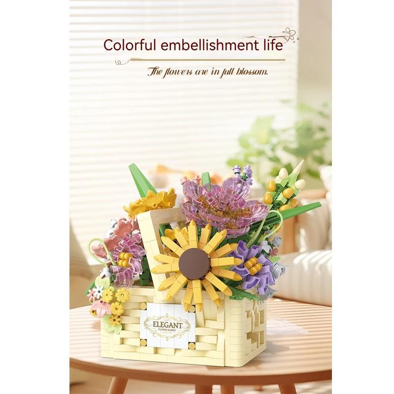 1263pcs Building Blocks DIY Plant Bonsai, Creative Flower Basket Model Set for Adult and Children's Ideal Holiday Gifts