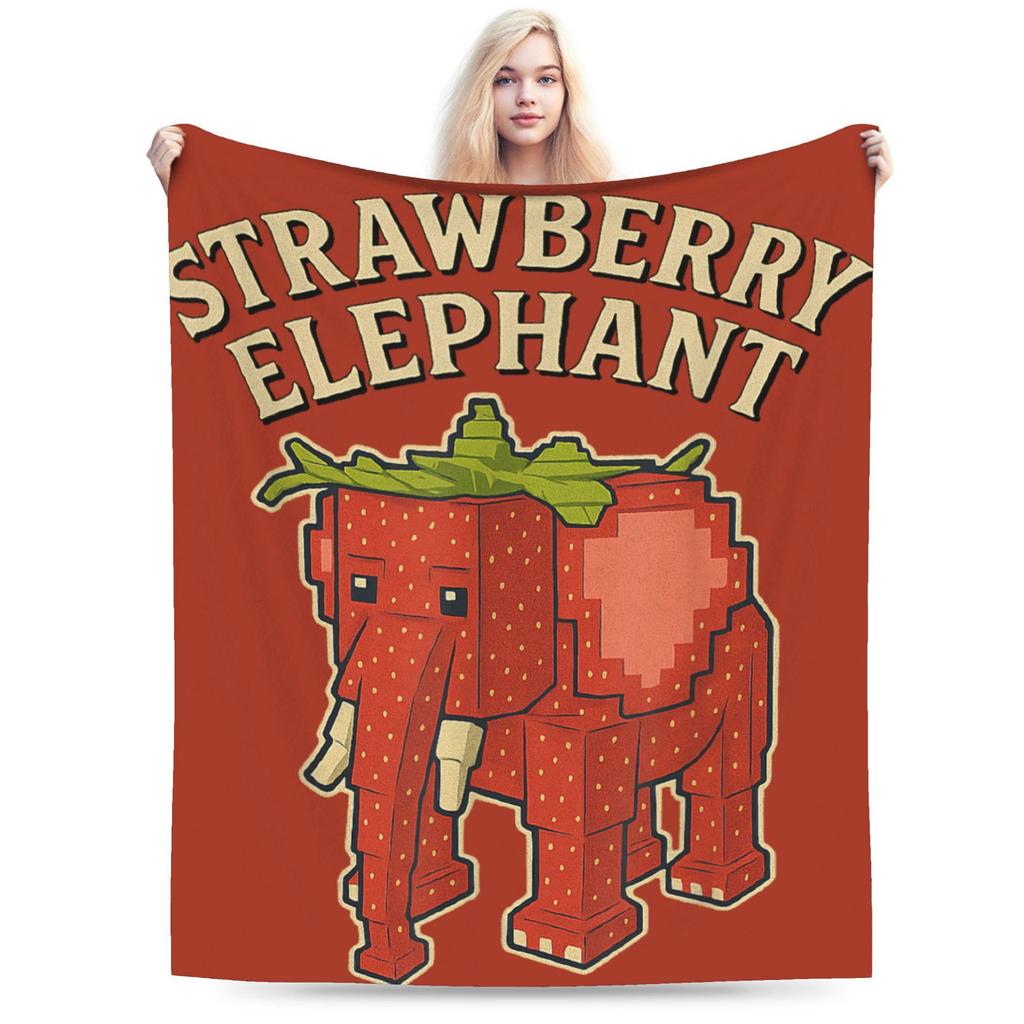 Strawberry Elephant Funny Italian Brainrot Gaming Meme Blankets Quality Super Soft Bedding Throws Winter Picnic Couch Bed