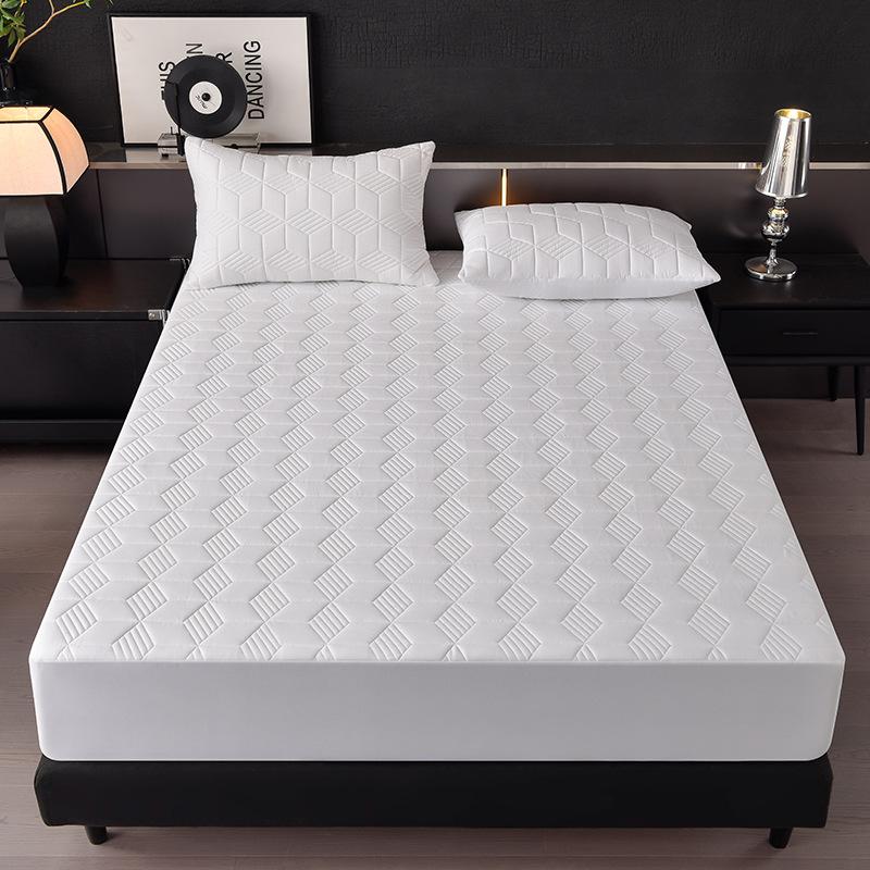 1 шт. Водонепроницаемый чехол-протектор для матраса однотонный стеганый с геометрическим узором, из утолщенной прочной ткани для дома и общежития, гладкая текстура