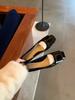 Spot sheepskin version~ Square buckle commuter thick heel square head temperament high heels single shoes women's leather soft sole Mary Jane shoes