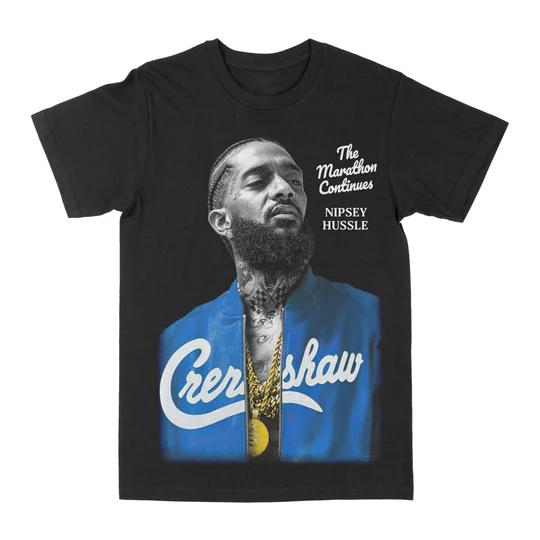 Унисекс Черная Хлопковая Футболка Nipsey Hussle Повседневный Уличный Стиль Хип-Хоп