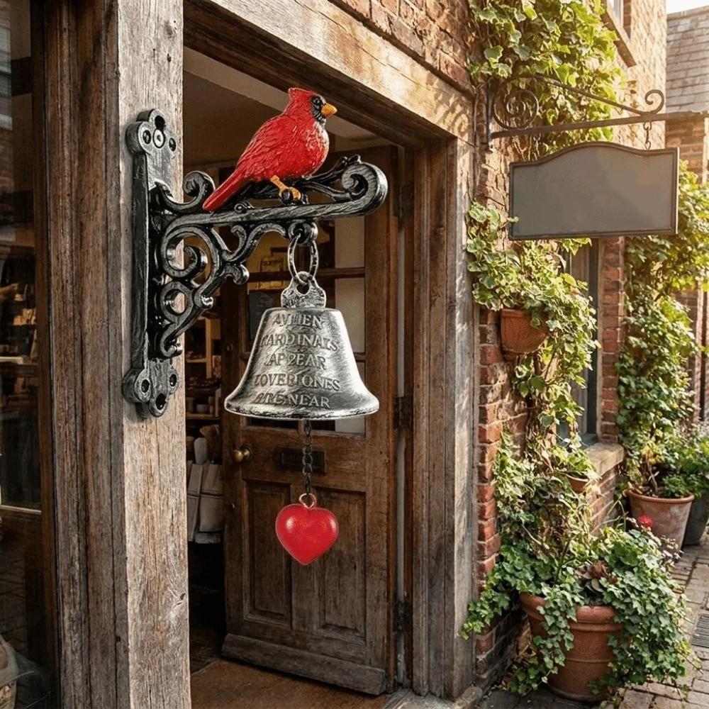 Metal Red Bird Doorbell Sturdy Retro Doorbell Rural Style Wall Mounted Doorbell Entrance Door
