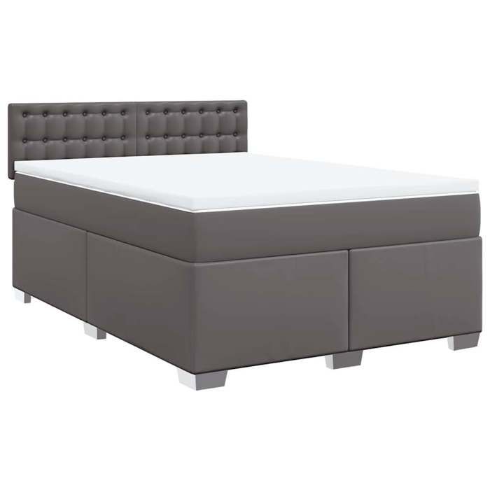 Cadre de lit avec matelas - 140x190 cm - Similicuir gris - Lumières LED personnalisables - 2 places