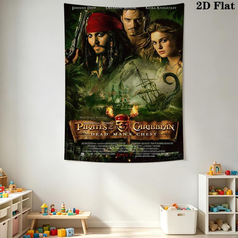 Pirates Caribbean Dead Man'S Chest Tapestry Fashion Print Wallmounted Atmospheric Background Cloth Background Cloth Homestay Soft Decoration Tapestry