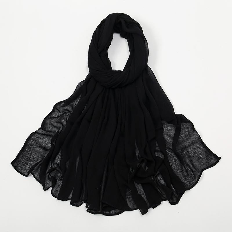 Новое поступление Жатый вискозный хиджаб Женский мусульманский шарф Шали Однотонный платок на голову Обертывания Большой размер Однотонный Исламский тюрбан Повязки на голову Фуляр