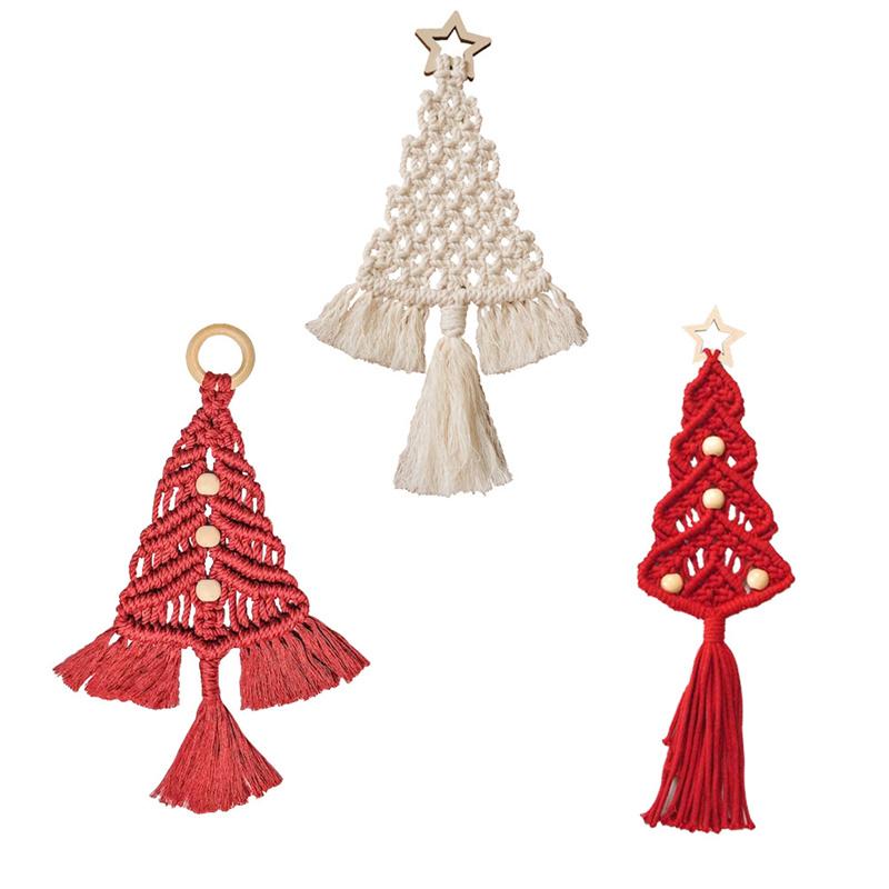 3PCS/Set Christmas Tree DIY Kits Woven Macrame Christmas Tree Set Wall Hangings Decor For Home Wall Hanging Ornament