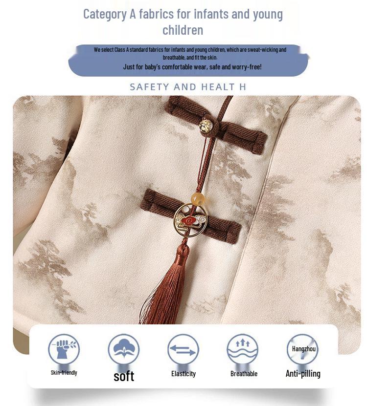 Зимний двухпредметный комплект из флиса в китайском стиле для младенцев и малышей