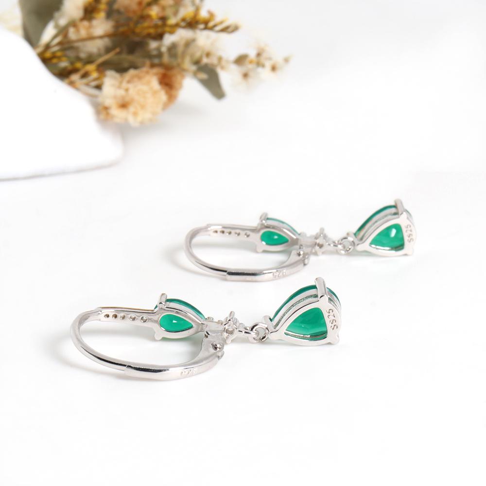 Bolaijewelry Простые легкие роскошные дизайнерские серьги из натурального зеленого агата 925 пробы из серебра Модные женские ювелирные украшения на каждый день в подарок