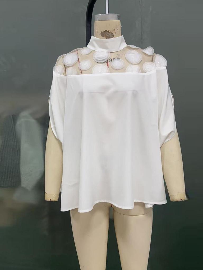 Летняя сетчатая блузка с открытыми плечами - Европейский и американский стиль - Женская свободная посадка