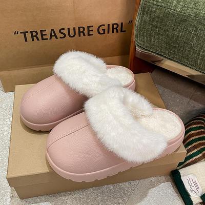 Женские и мужские водонепроницаемые теплые хлопковые тапочки для дома с вельветовой подкладкой - Нескользящие, бесшумные, утолщенные для осени и зимы