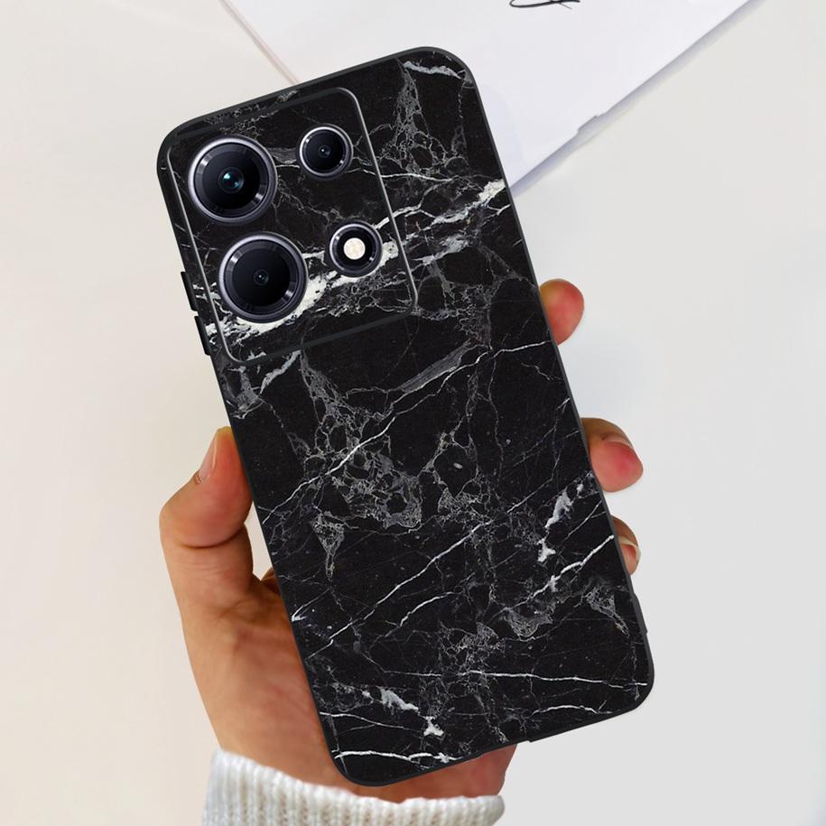 For Infinix Note 30i Case Stylish Flower Black TPU Shockproof Bumper For Infinix Note 30 Pro X678B Phone Cover Note 30 5G Fundas
