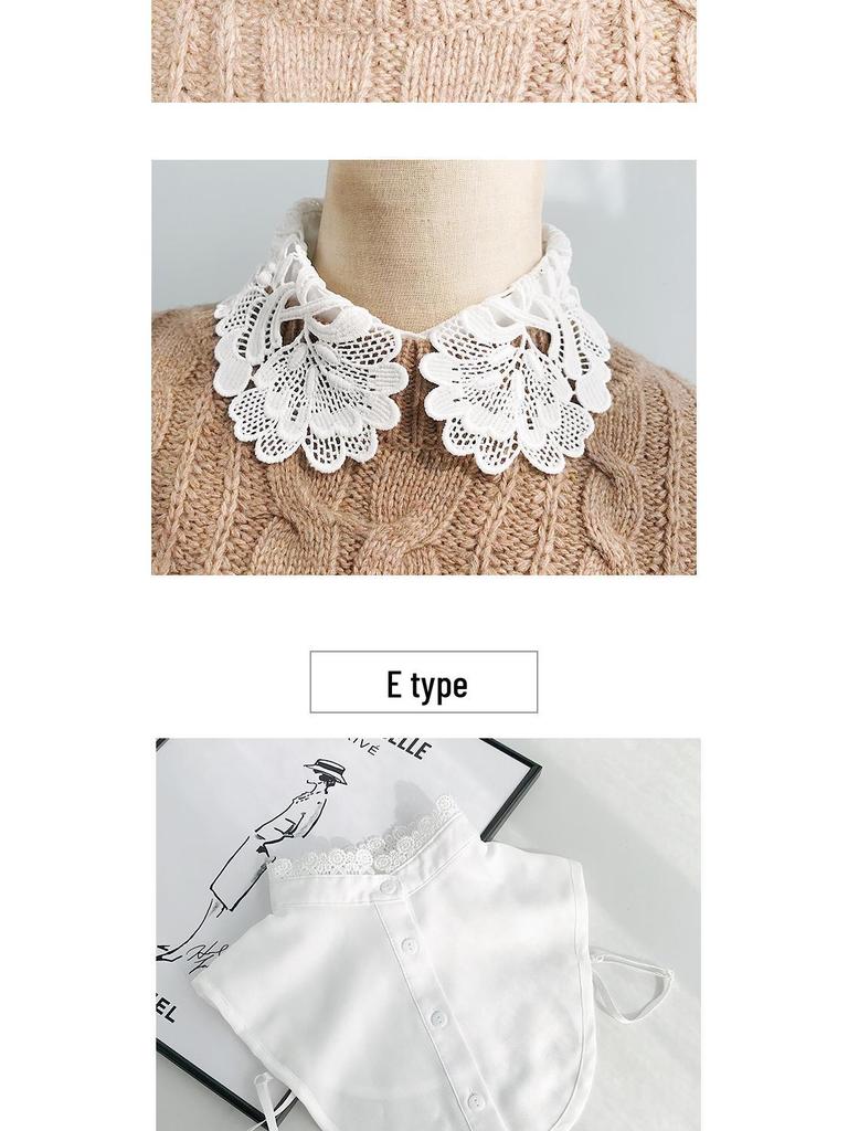 Women's Versatile White Lace Fake Shirt Collar for Spring and Autumn