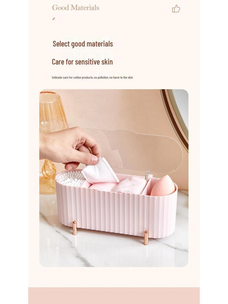 INS Cosmetics Dust-Proof Desktop Organizer for Cotton Swabs, Dental Floss, Lipstick, Toothpicks, and Powder Pads