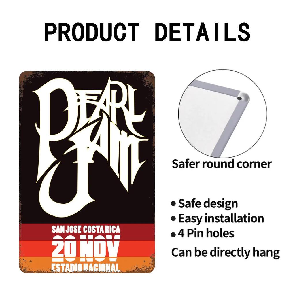 Металлический декор Pearl Jam Band Постер Винтажная жестяная табличка Металлическая табличка Декоративная табличка для паба, бара, мужской пещеры, клуба, украшение стены