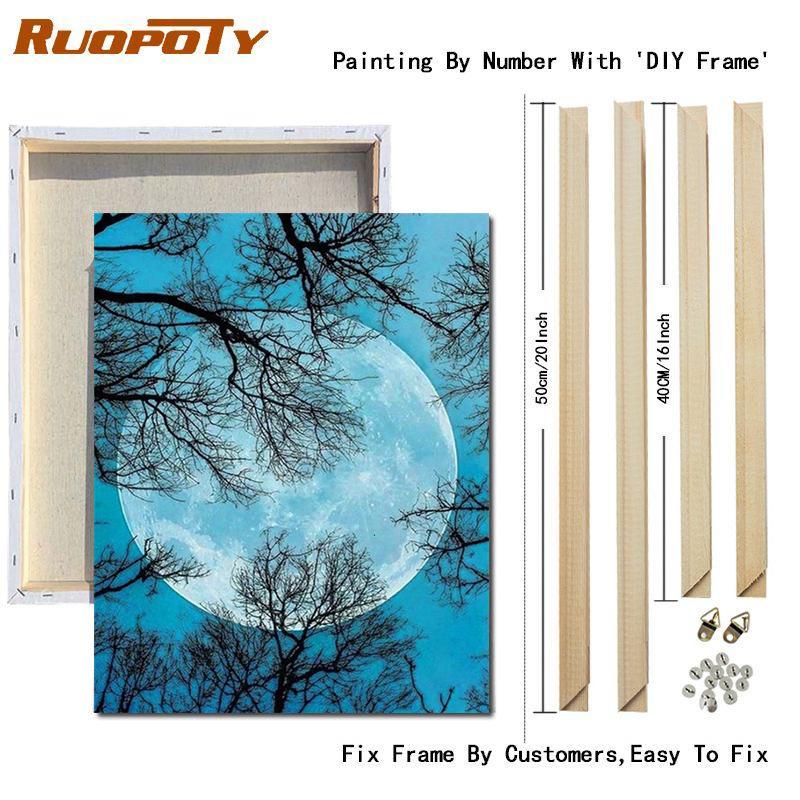 RUOPOTY Paint By Numbers Moon Scenery Unique Gift Home Decoration Picture By Number Sea Acrylic Drawing On Canvas
