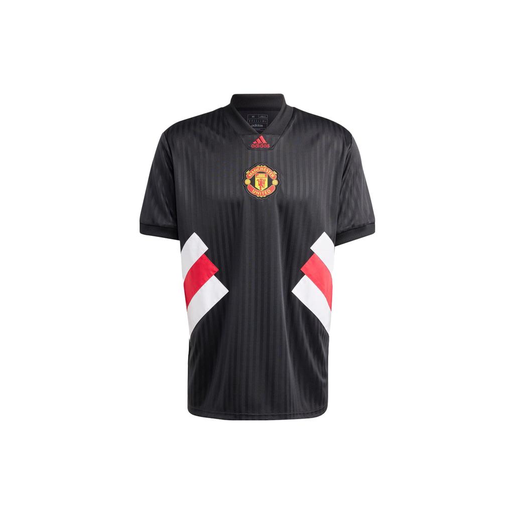 Adidas SS23 Icons Vintage Man United Casual Short-Sleeve Jersey Men Tops Black HT2002