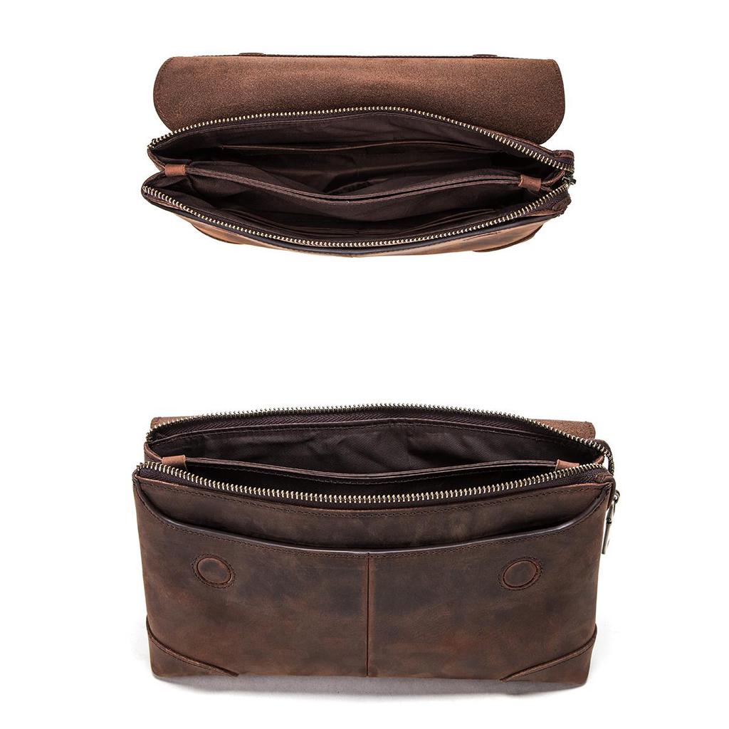 CONTACT'S Men Clutch Bags Crazy Horse Leather Long Wallet Men Large Capacity Hand Bag Male Purse With Phone Pocket