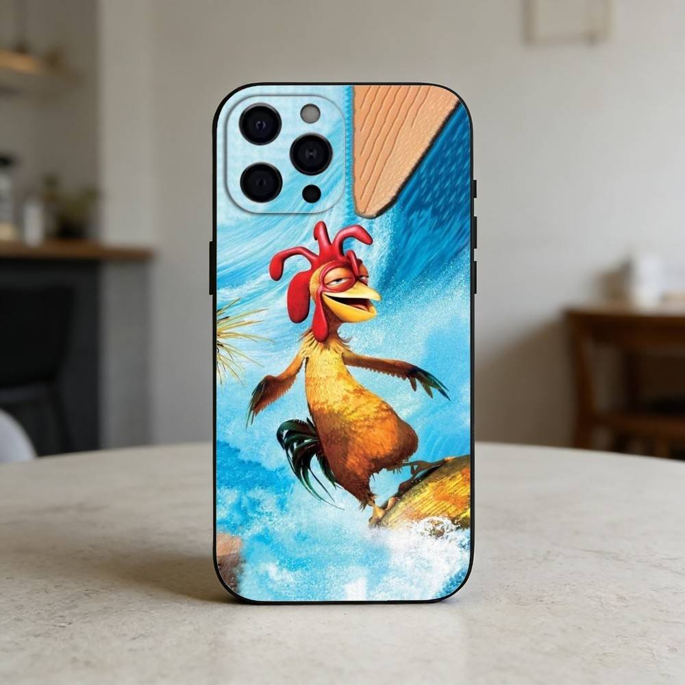 funny chicken joe surf Phone Case For iPhone 17,16,15,14,13,12,11 Plus,Pro,Max,Mini Silicone black Soft Cover