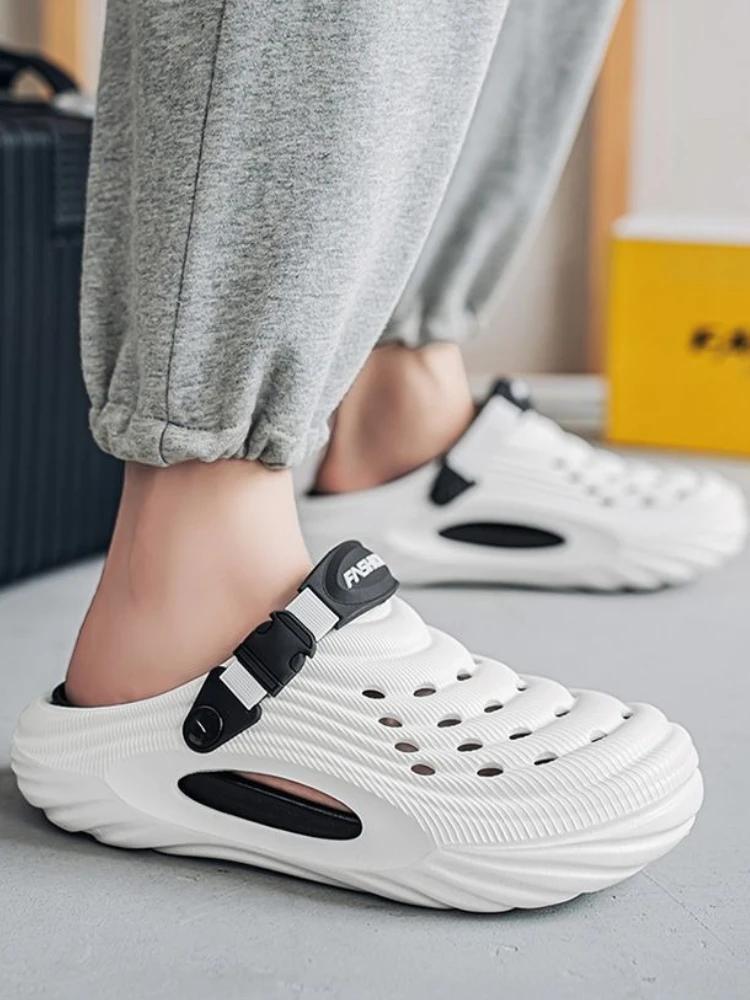 Спортивная мужская обувь на платформе, обувь с отверстиями по выгодной цене, 39 японская уличная роскошь 2025, распродажа, мужские сандалии из ЭВА