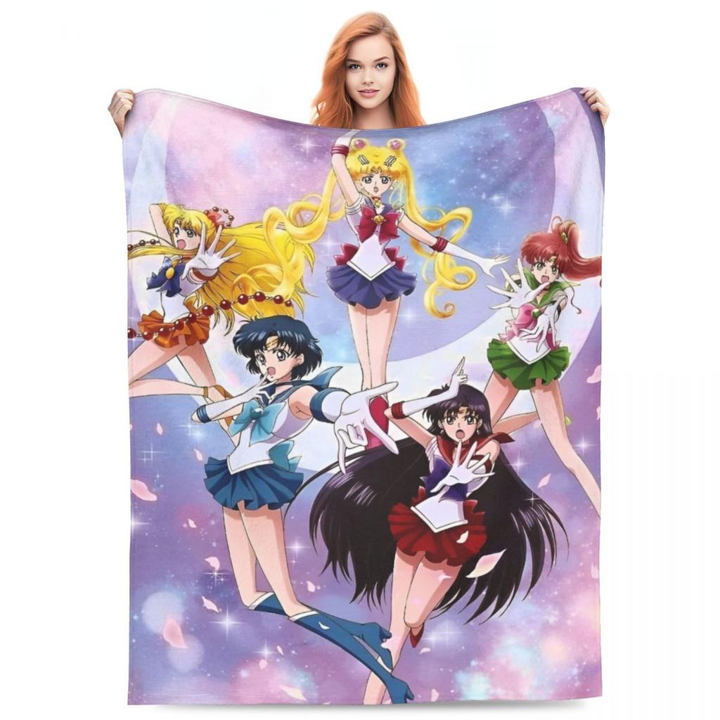 S-Sailor M-Moon Anime Blanket Quality Warm Throw Blanket Winter Picnic Outdoor Comfortable Bedspread