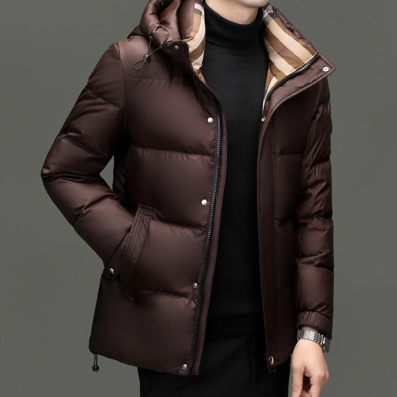 Осенне-зимнее повседневное утиное пуховое теплое пальто с капюшоном для людей среднего возраста и молодежи, утолщенное молодежное трендовое пальто