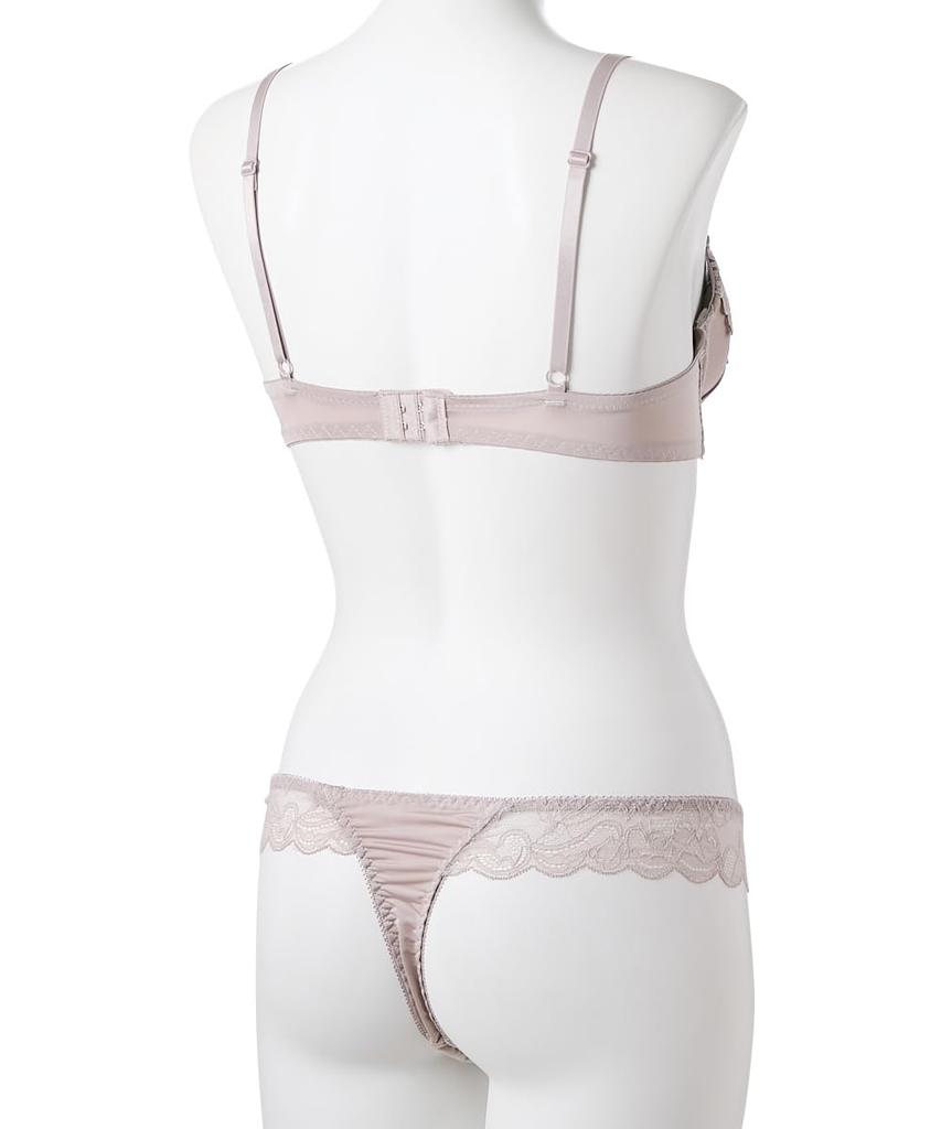 Inner Set Satin Flower Bra and Shorts Set for [Nissen] T-Shorts 3-Piece Women, Beige, D70/M