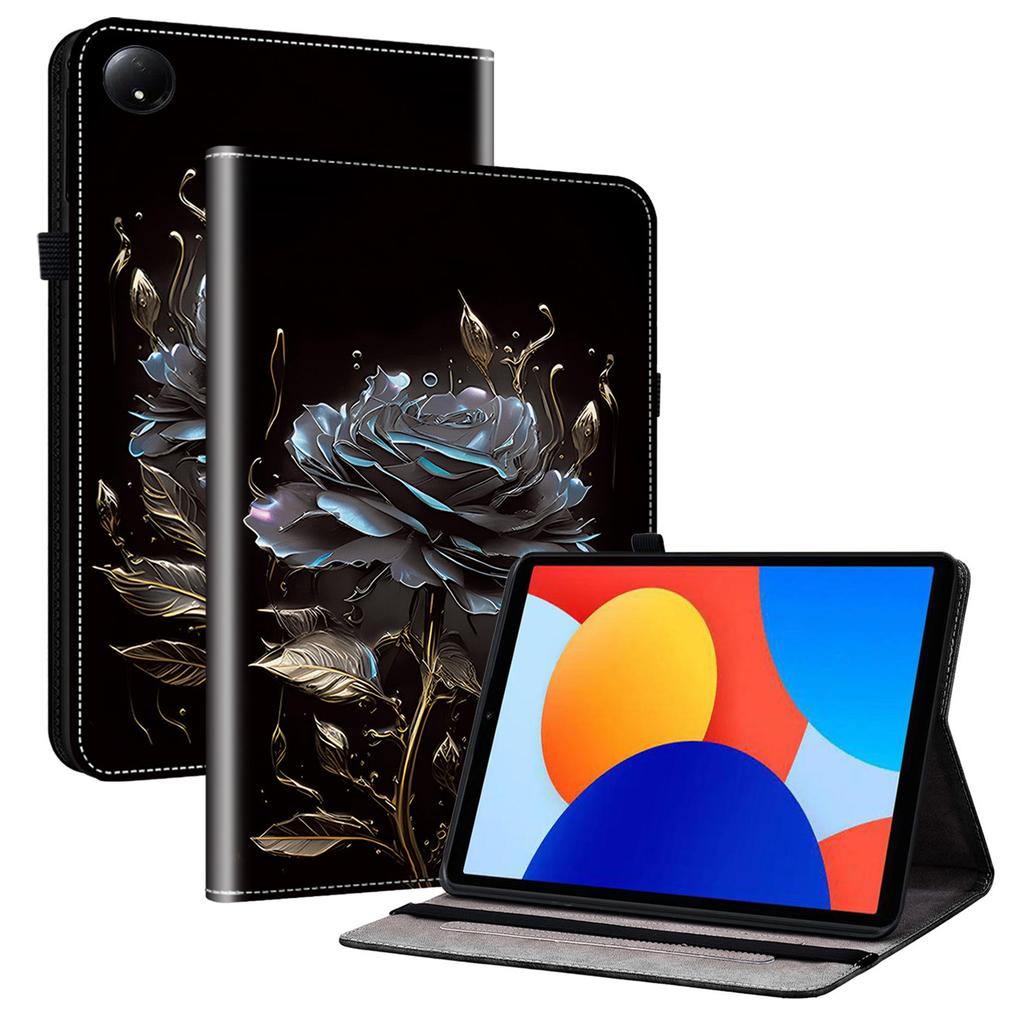 Для Xiaomi Redmi Pad SE 4G 8,7 дюйма Кожаный чехол с принтом и подставкой, Чехол для планшета со слотами для карт