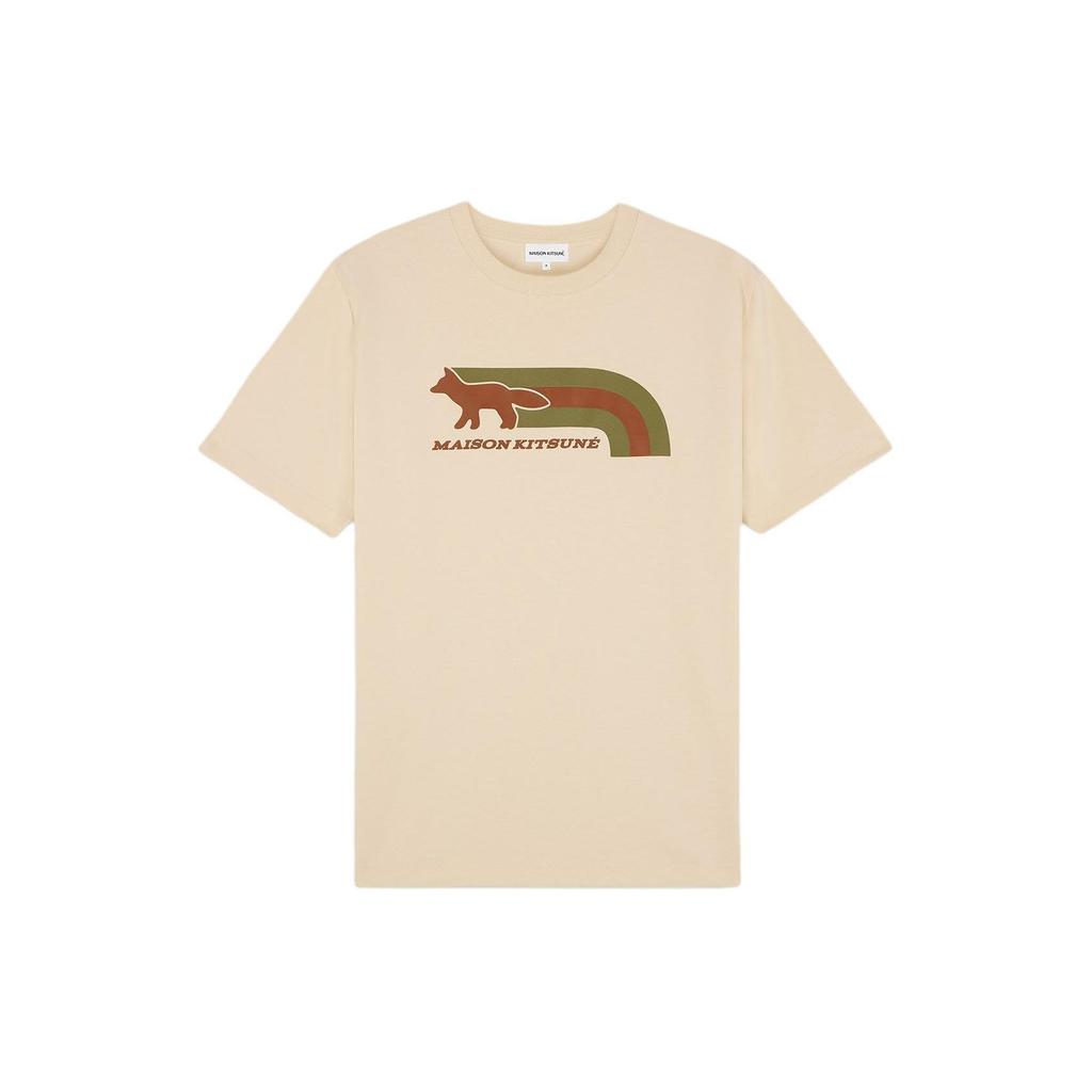 Maison Kitsune SS24 Fox Print Crew Neck Short Sleeve T-Shirt Men Tops Wheat MM00113KJ0118-P706