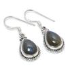 Natural Labradorite Gemstone 925 Solid Sterling Silver Gift Earring 1.25" Y3u27