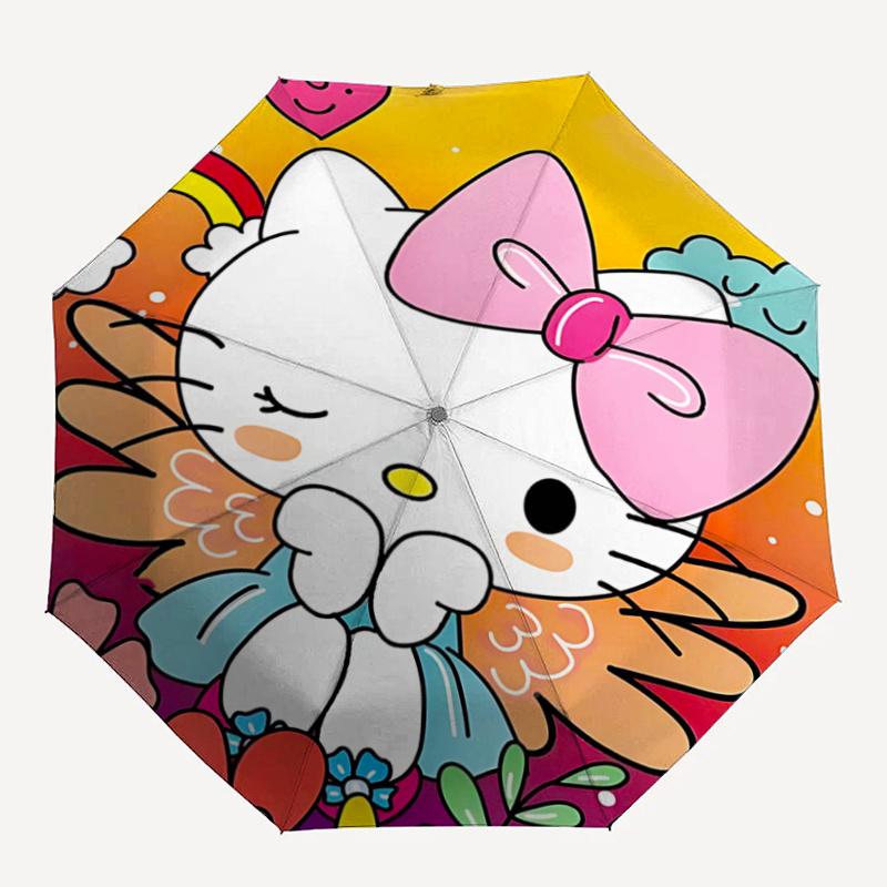 1pc Hello Kitty Automatic Opening/Closing Umbrella with Foldable Design, Iron Frame Outdoor Umbrella for Fans, Travelers, Daily Use, Festive Gift (Pin