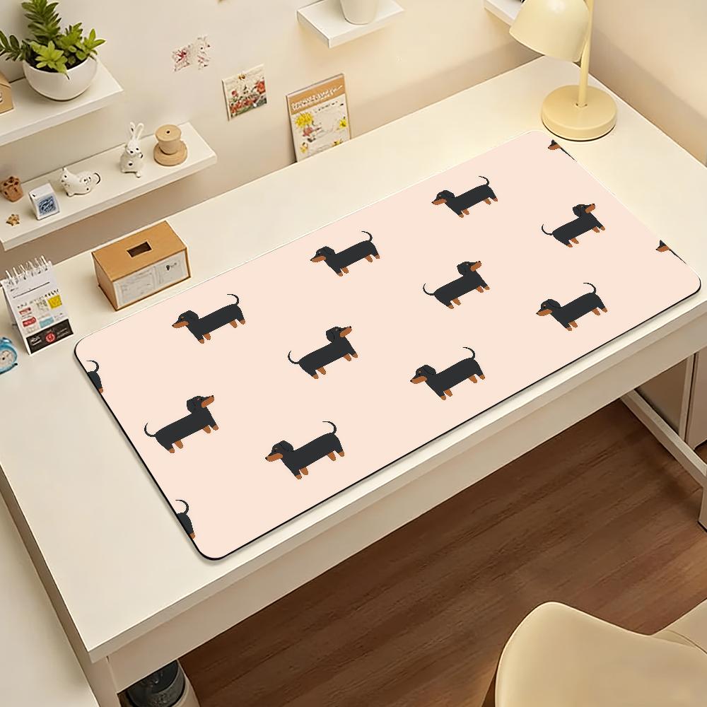 Cute Dachshund Cartoon Puppy MousePad Nonslip Locking Edge PC Laptop Accessories Rubber Office Keyboard Large Game XXL DeskMat