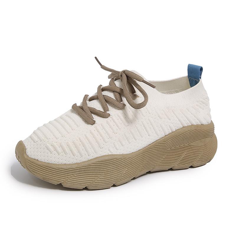 Summer New Flying Woven Shoes Sports Women's Mesh Breathable Student Casual Shoes Flat Running