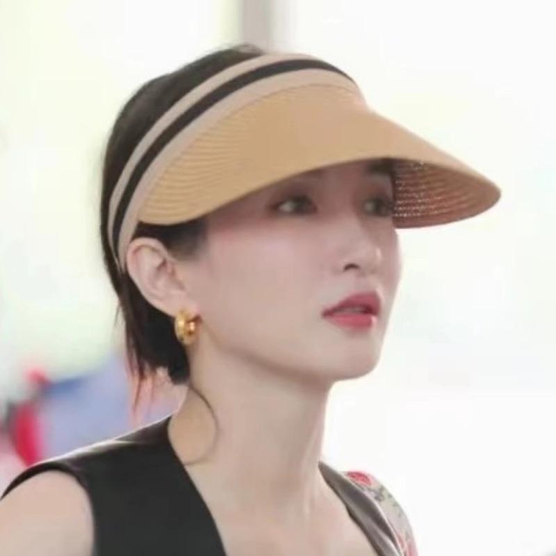 Hua Shaojiang Shuying Empty Top Hat Women's Summer Hat Traveling Seaside Sunscreen Shade Straw Hat Ropless Sun Hat