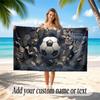 Soccer Theme Beach Towel Personalized Custom Name & Text Soft Quick Dry Beach Towel for Swimming Travel
