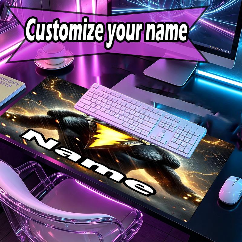 Custom Name Personalized Black Adam Pattern Mousepad, Laptop PC Desk Mat, Decorative Desk Mat for Home Keyboard Pad Gift