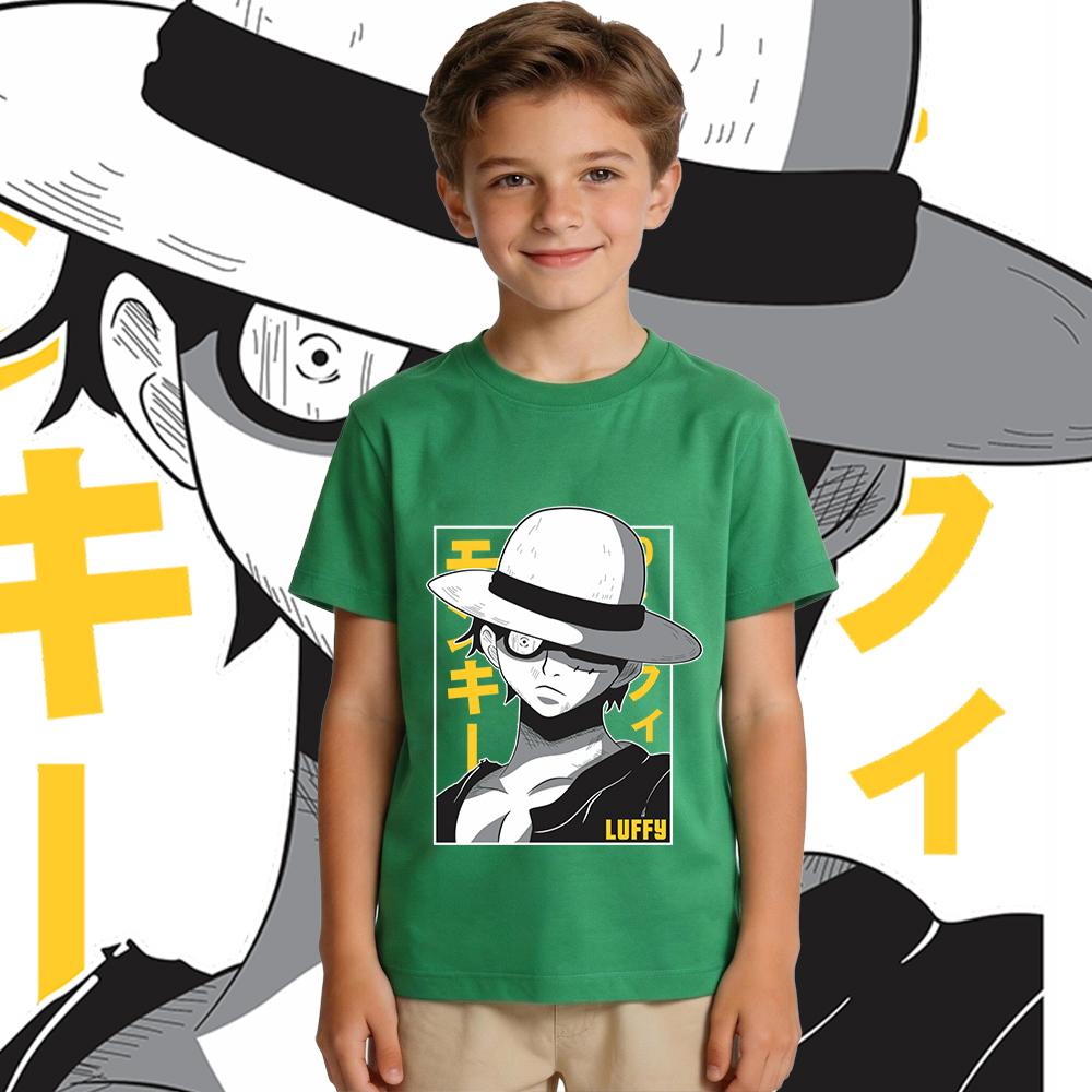 One Piece Luffy Print Tee 100 Cotton T Shirt for Boys and Girls Kids Casual Wear Soft Fabric Summer Short Sleeve