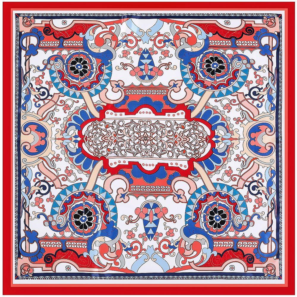 Luxury Four Leaf Clover Flower Headband Hijab Bandana Women Satin Silk Scarf Shawl Foulards Femme Square Scarves Wraps 90*90CM