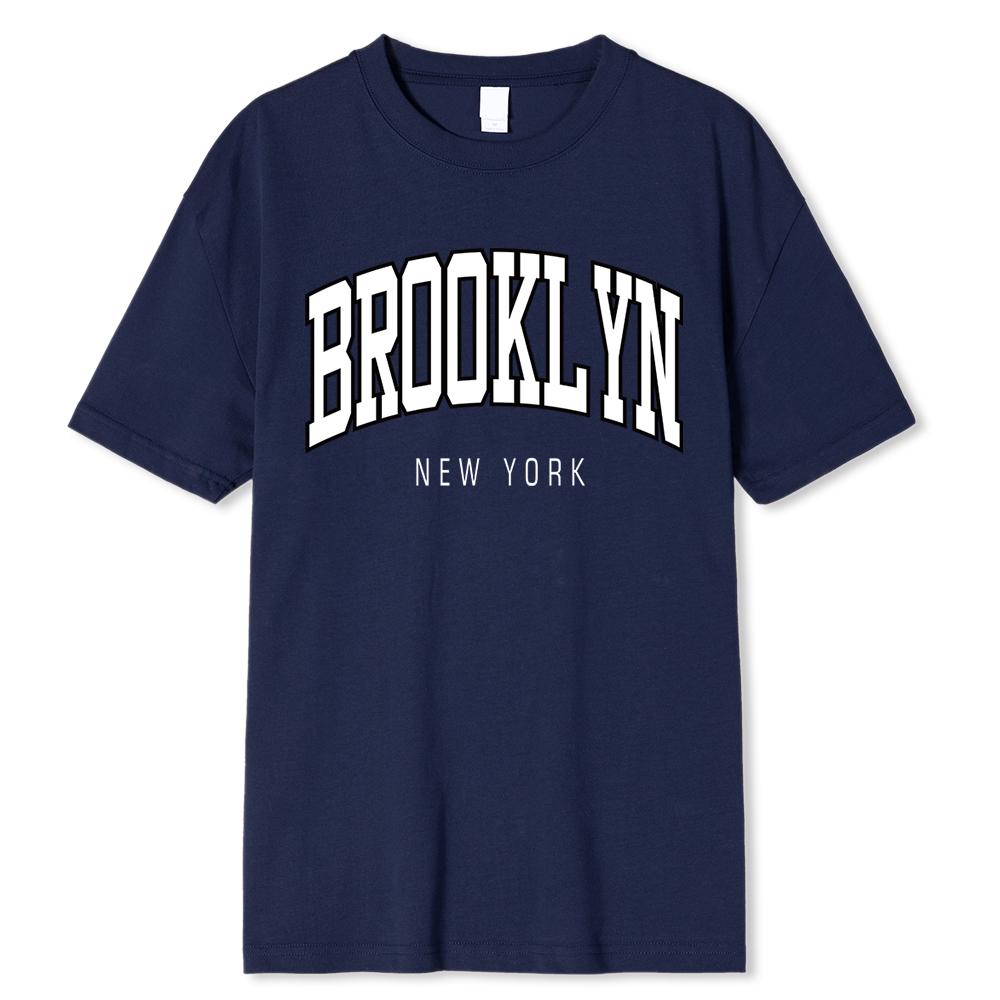 Женские футболки с принтом Brooklyn New York, летние спортивные футболки из 100% хлопка, дышащая свободная одежда, мужская одежда в стиле хип-хоп с круглым вырезом